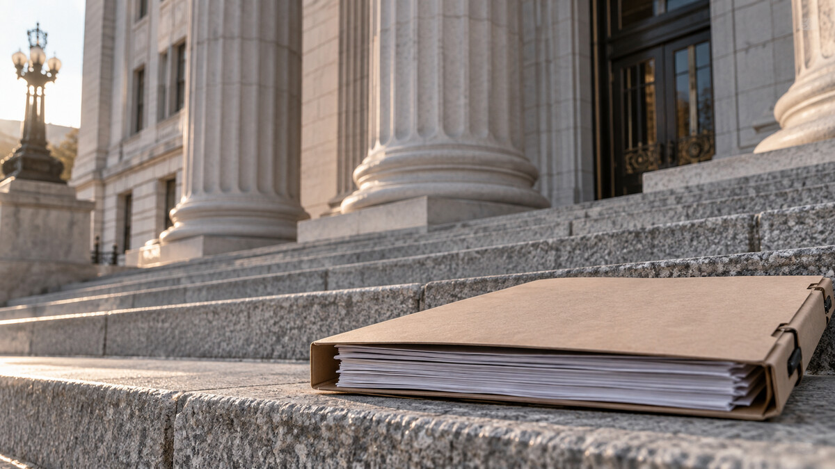 Courthouse stone steps and columns in natural light