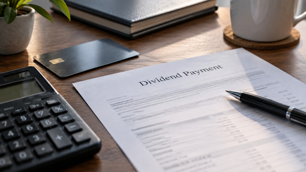 Dividend payment statement with unreadable print
